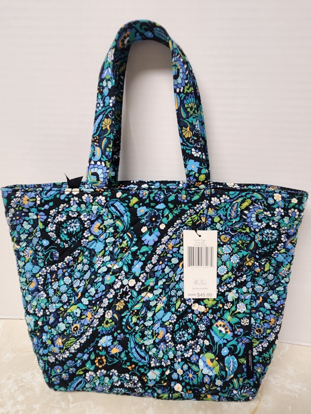 Vera Bradley Lunch Tote Bag in Dreamer Paisley Blue Floral New